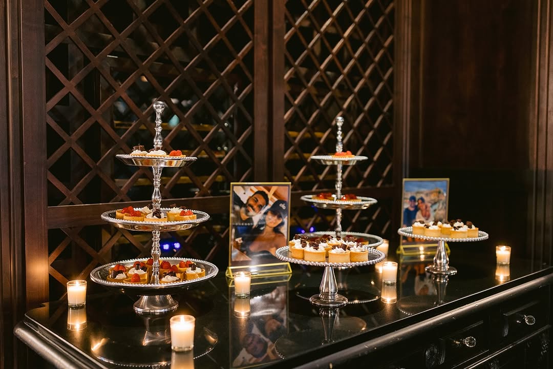 An elegant dessert display curated at Cucina Venti to bring best in class eating to a best in class venue,.