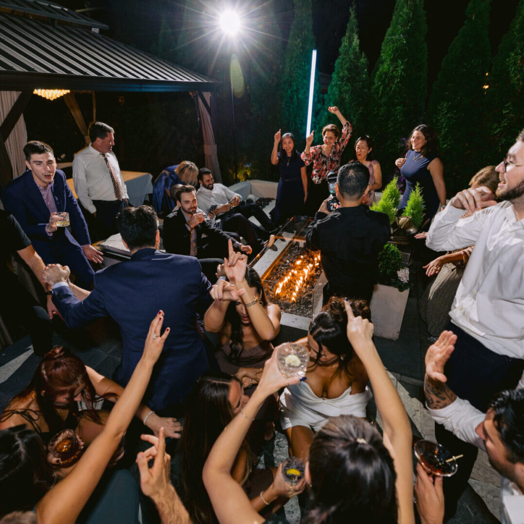 Nighttime DJ'd Dance Party at a special event Private Party at Cucina Venti. This photo shows how adaptable the space can be for weddings and special events.