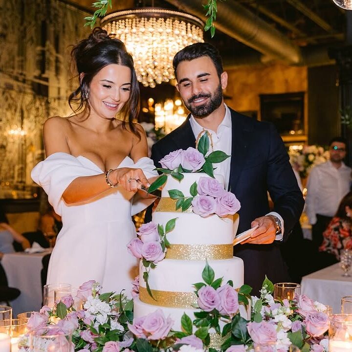 Wedding Couple at Cucina Venti Cake Cutting