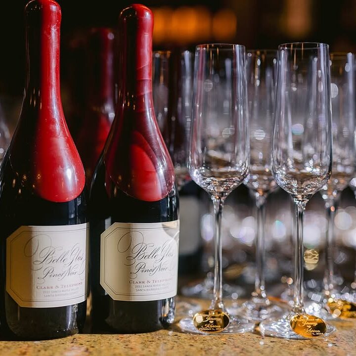Two bottles of Belle Glos Pinot Noir.